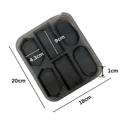 Silicon Mold Wax Sachet Hanging 6 Cavity - Rectangle, Oval, Hexagon