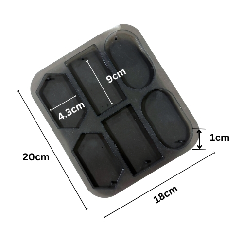 Silicon Mold Wax Sachet Hanging 6 Cavity - Rectangle, Oval, Hexagon