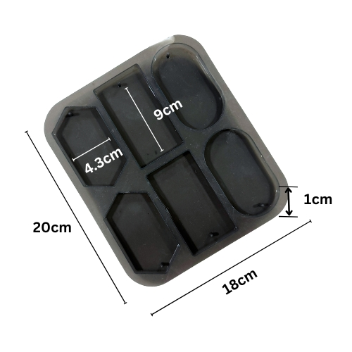 Silicon Mold Wax Sachet Hanging 6 Cavity - Rectangle, Oval, Hexagon