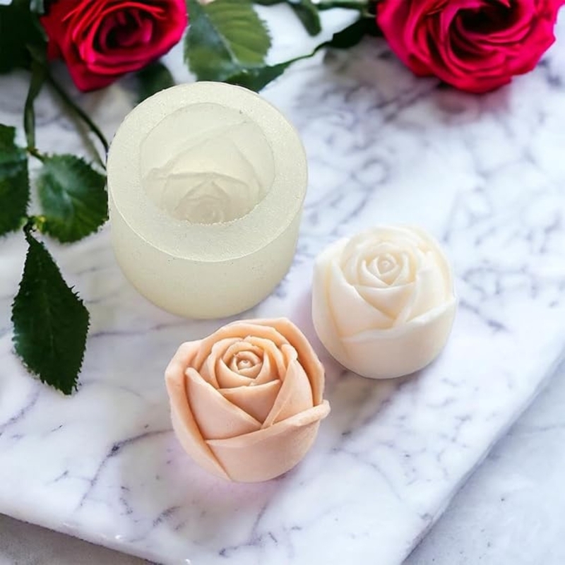 Silicon Mold Candle Rose Bud Medium Flower