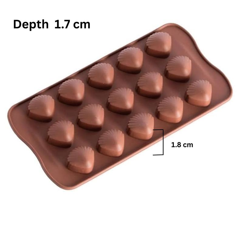 Silicon Mold Chocolate Heart Shell 15 Cavity