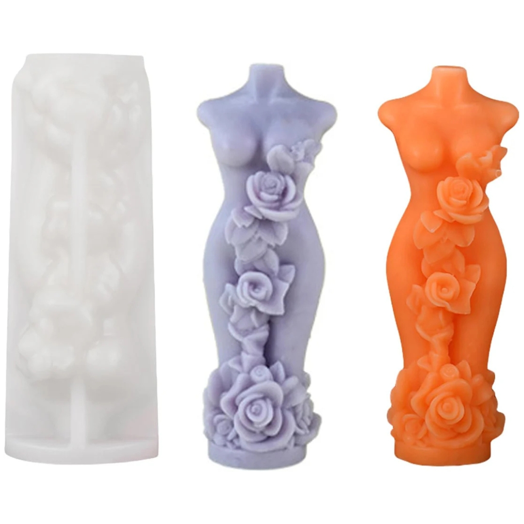 Silicon Mold Candle Lady Figure Rose