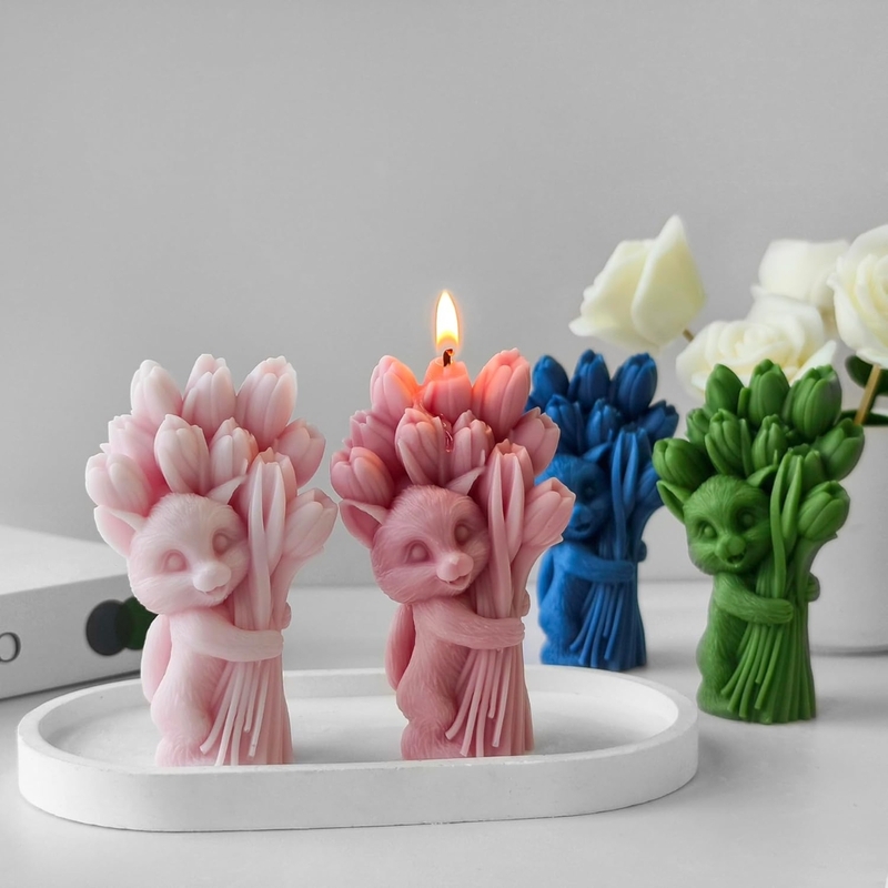 Silicon Mold Candle 3D Animal Tulip Bouquet