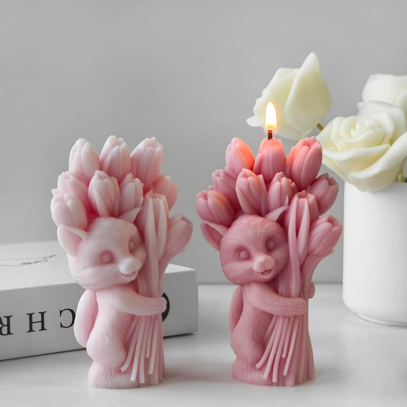 Silicon Mold Candle 3D Animal Tulip Bouquet