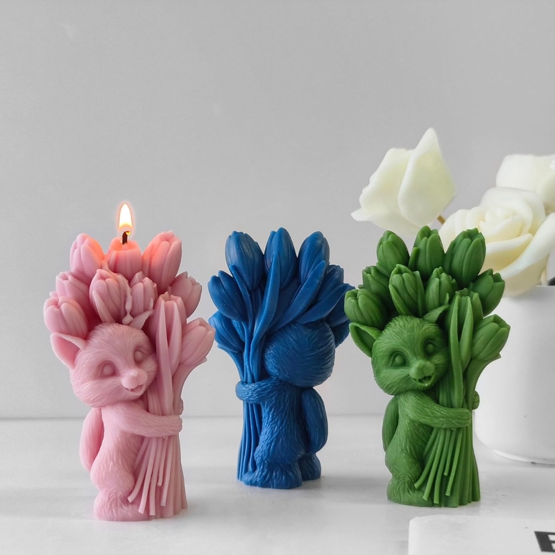 Silicon Mold Candle 3D Animal Tulip Bouquet