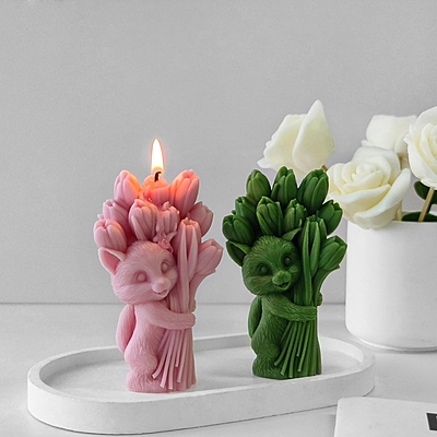 Silicon Mold Candle 3D Animal Tulip Bouquet