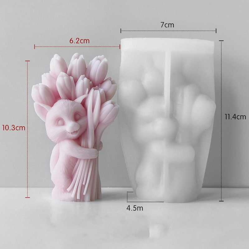 Silicon Mold Candle 3D Animal Tulip Bouquet