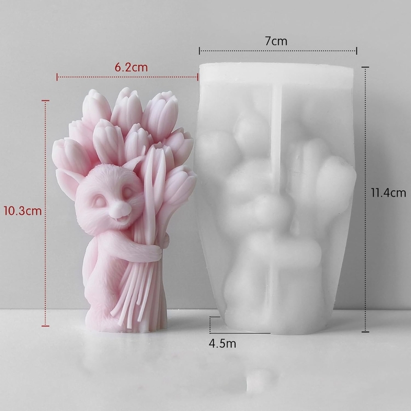 Silicon Mold Candle 3D Animal Tulip Bouquet