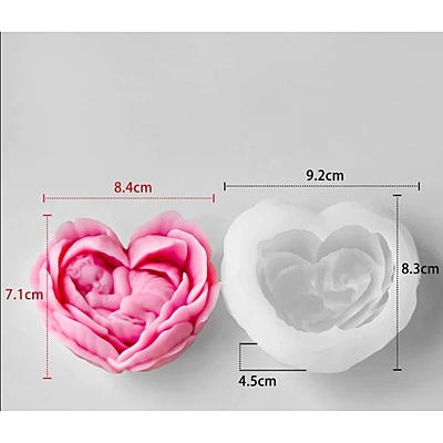 Silicon Mold Candle Baby in Heart Rose