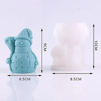 Silicon Mold Candle Winter Snowman with Broom
