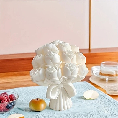 Silicon Mold Candle Rose Bud Bouquet