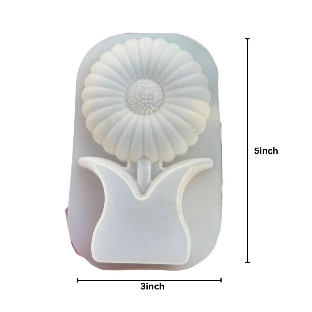 Silicon Mold Candle SunFlower With Holder Pot