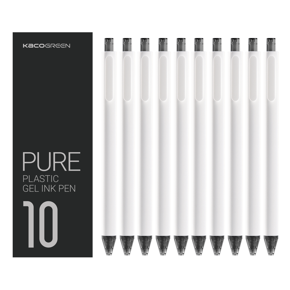 Kaco Pure Candy Retractable Cute Gel Pens 0.5 Black Pack of 10