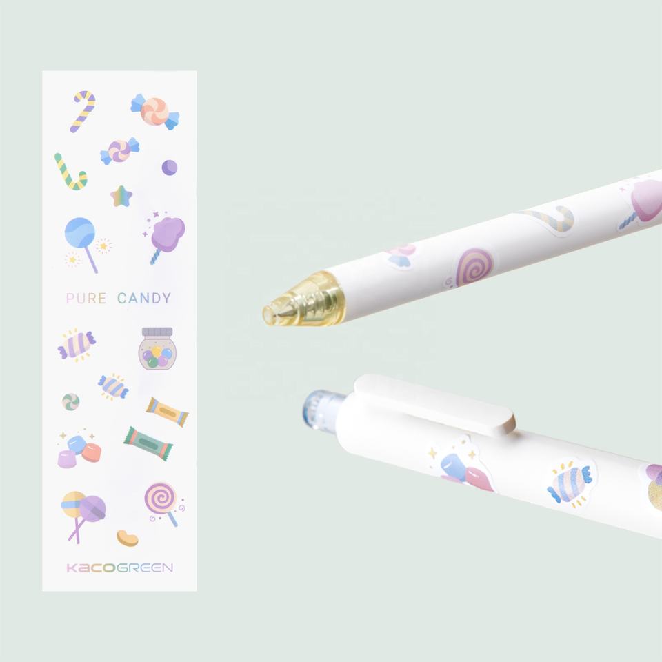 Kaco Pure Candy Retractable Cute Gel Pens 0.5 Black Pack of 5