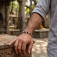 Silver Capped Karungali Bracelet