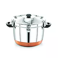Express Stainless Steel Copper Bottom Manual Rice Cooker with Steamer Basket Cooks up to