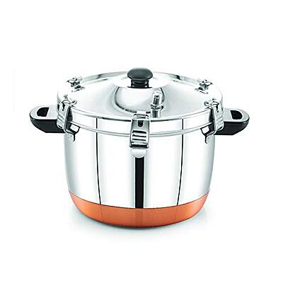 Express Stainless Steel Copper Bottom Manual Rice Cooker with Steamer Basket Cooks up to