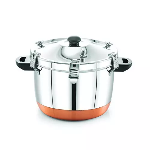 Express Stainless Steel Copper Bottom Manual Rice Cooker with Steamer Basket Cooks up to