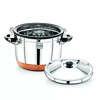 Express Stainless Steel Copper Bottom Manual Rice Cooker with Steamer Basket Cooks up to