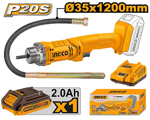 INGCO Lithium-Ion Cordless Concrete Vibrator CCVLI2023011