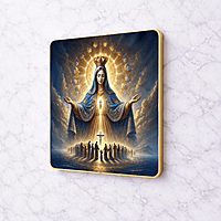 Mother mary crystal clear resin coated with stone work photo frame