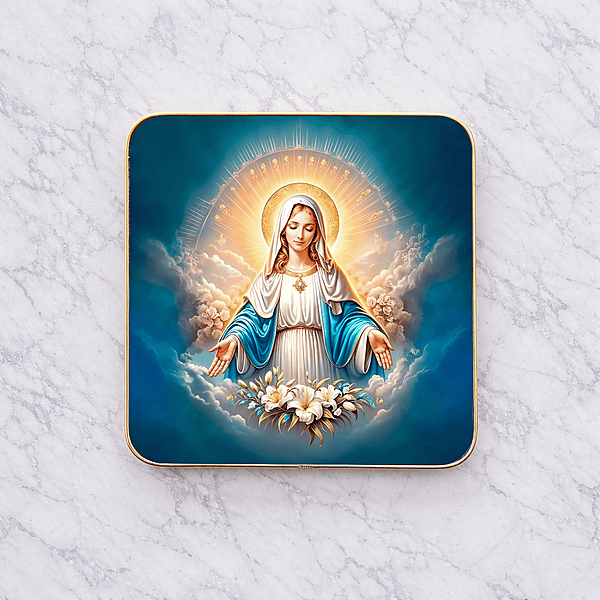 Mary crystal clear resin coated with stone work photo frame