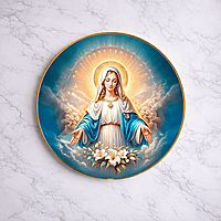 Mary crystal clear resin coated with stone work round photo frame