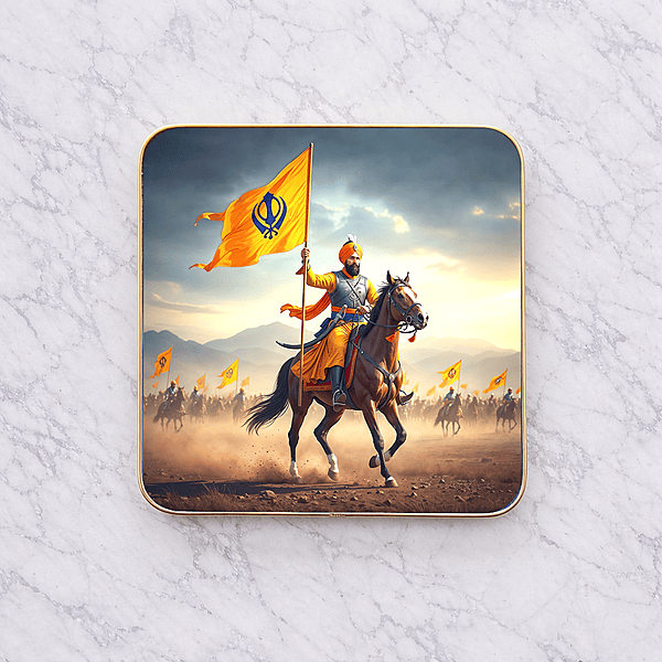 Guru Gobind Singh Ji crystal clear resin coated with stone work photo frame