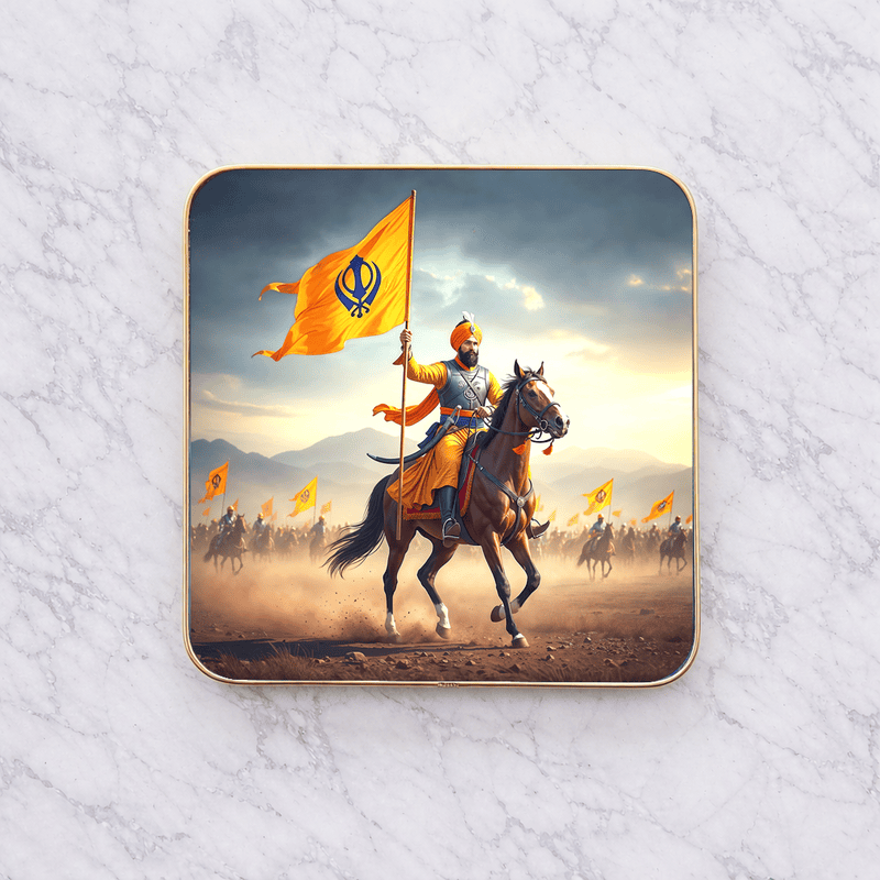 Guru Gobind Singh Ji crystal clear resin coated with stone work photo frame