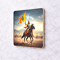 Guru Gobind Singh Ji crystal clear resin coated with stone work photo frame