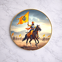 Guru Gobind Singh Ji crystal clear resin coated with stone work round photo frame