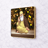 Guru Nanak Ji crystal clear resin coated with stone work photo frame