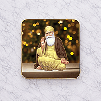 Guru Nanak Ji crystal clear resin coated with stone work photo frame