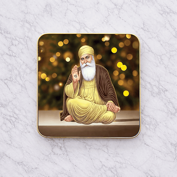 Guru Nanak Ji crystal clear resin coated with stone work photo frame