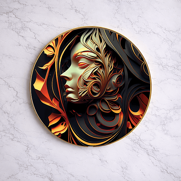 Abstract art crystal clear resin coated with stone work round photo frame