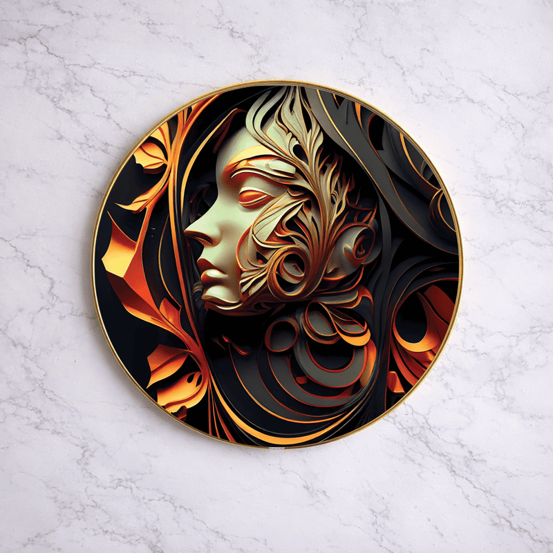 Abstract art crystal clear resin coated with stone work round photo frame