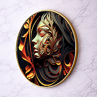 Abstract art crystal clear resin coated with stone work round photo frame