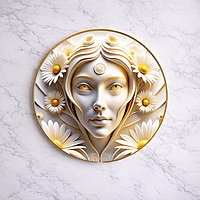 Unique Abstract Art crystal clear resin coated with stone work round photo frame