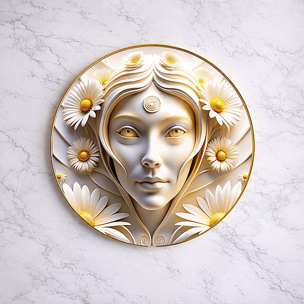 Unique Abstract Art crystal clear resin coated with stone work round photo frame