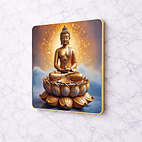Lord Buddha crystal clear resin coated with stone work photo frame