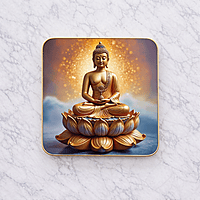 Lord Buddha crystal clear resin coated with stone work photo frame