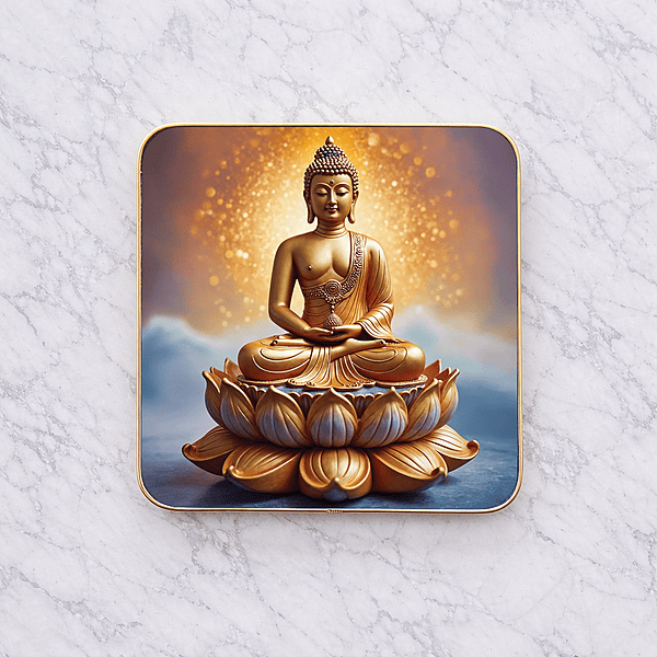 Lord Buddha crystal clear resin coated with stone work photo frame