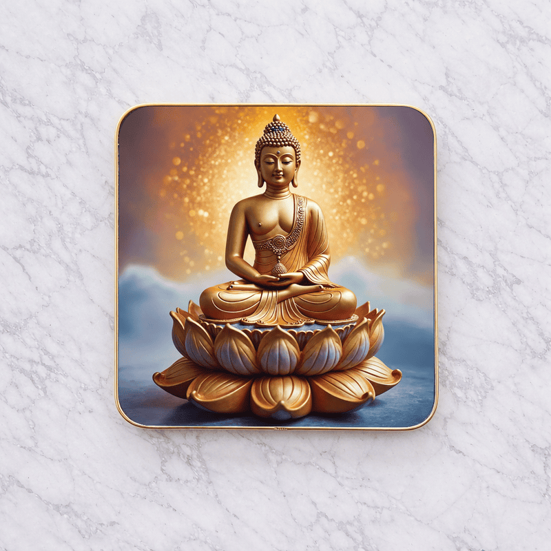 Lord Buddha crystal clear resin coated with stone work photo frame