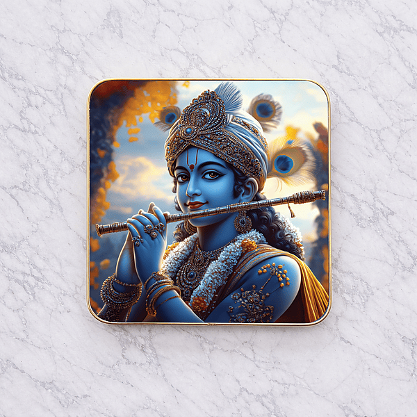 Krishna crystal clear resin coated with stone work photo frame