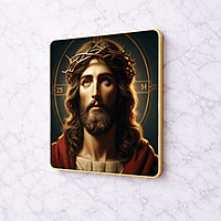 Jesus crystal clear resin coated with stone work photo frame
