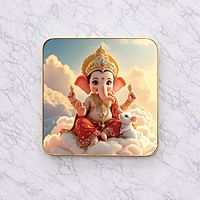 Baby Ganesh crystal clear resin coated with stone work photo frame