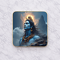 Shiva crystal clear resin coated with stone work photo frame