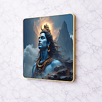 Shiva crystal clear resin coated with stone work photo frame