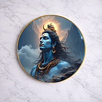 Shiva crystal clear resin coated with stone work round photo frame