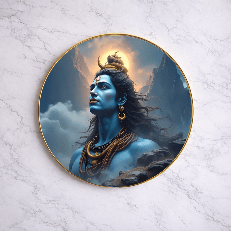 Shiva crystal clear resin coated with stone work round photo frame